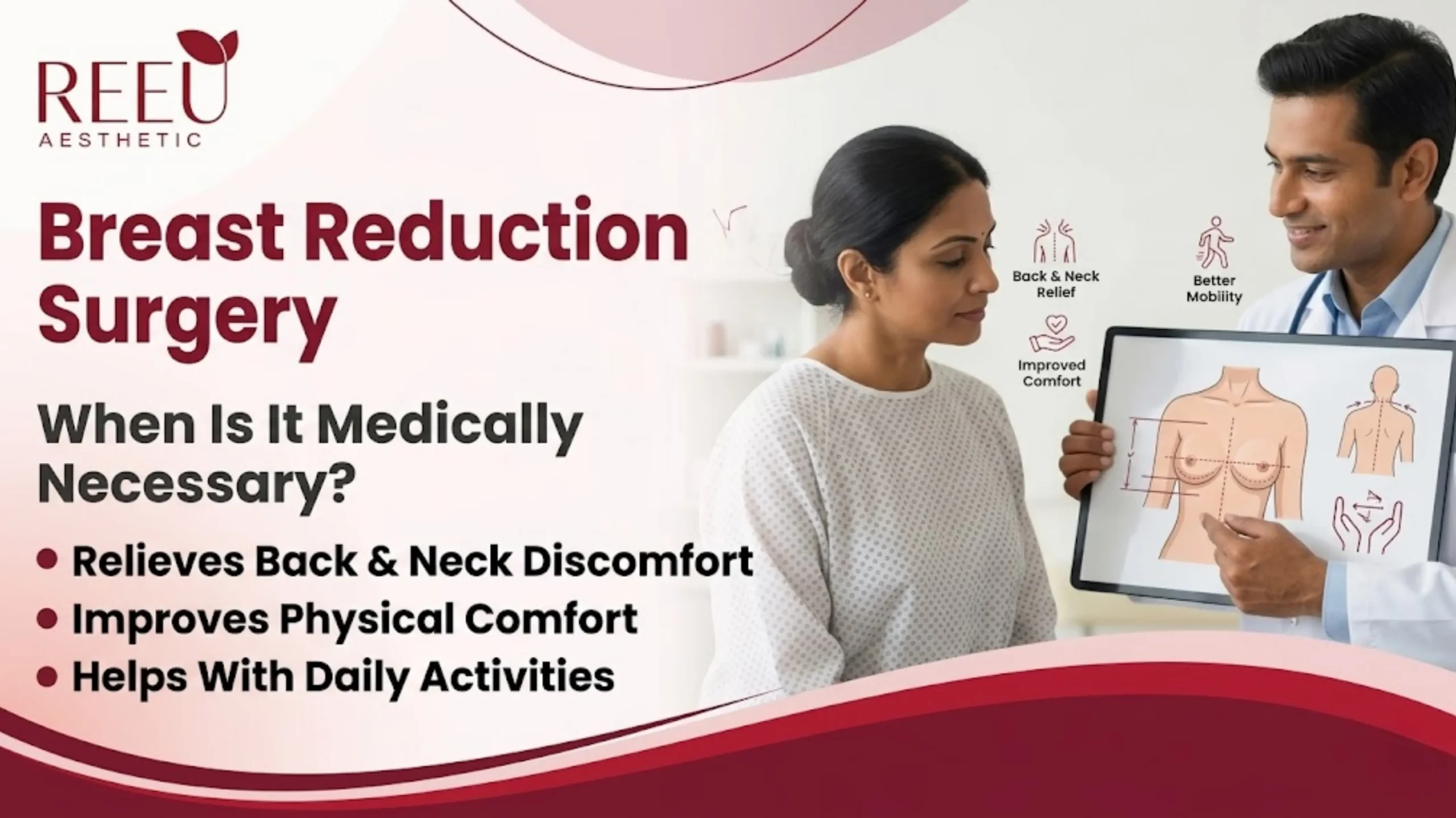 Breast reduction surgery consultation for symptoms caused by large breasts